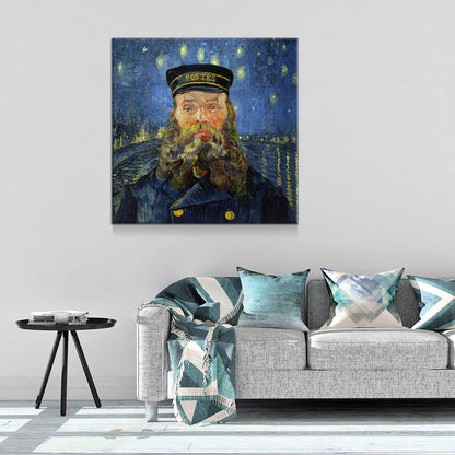 Vincent Van Gogh Mash Up Canvas Wall Art, Van Gogh Starry Night Over The Rhone With Van Gogh The Postman, Joseph Roulin