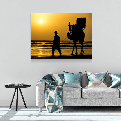 The Famous Camel Ride Canvas Wall Art, Karachi Wall Art, Karachi Pakistan Decor, Sea View, Karachi Beach, Karachi Sunset, Pakistan Decor Gallery Wrap
