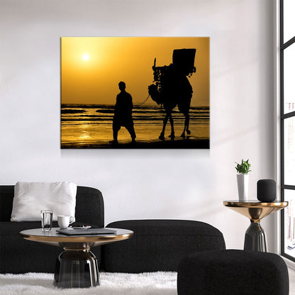 The Famous Camel Ride Canvas Wall Art, Karachi Wall Art, Karachi Pakistan Decor, Sea View, Karachi Beach, Karachi Sunset, Pakistan Decor