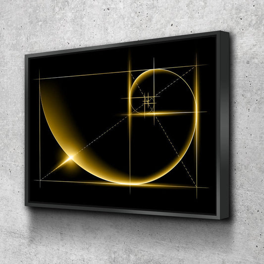 Fibonacci Canvas Wall Art, The Golden Ratio Wall Art, Minimalist Decor, Golden Ratio Canvas, Fibonacci Wall Art, Fibonacci Spiral Black Floating Frame
