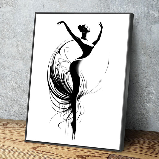 The Dancer Canvas Wall Art, Dancing Art, Simplistic Art, Dance Studio Decor, Minimalism Art Black Floating Frame