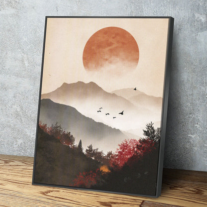 Japandi Zen Style Canvas Wall Art, Japandi Art, Japanese Wall Art, Japandi Decor, Japandi Art Print, Minimalist Art, Earthy Art Black Floating Frame