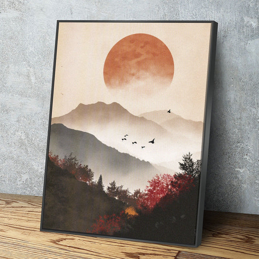 Japandi Zen Style Canvas Wall Art, Japandi Art, Japanese Wall Art, Japandi Decor, Japandi Art Print, Minimalist Art, Earthy Art Black Floating Frame