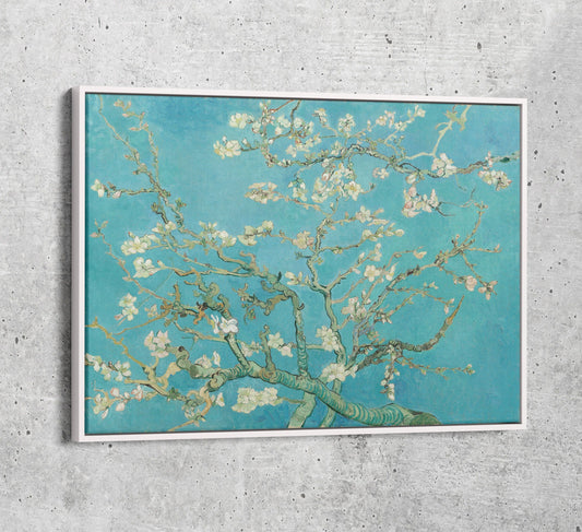 Vincent Van Gogh Almond Blossom Canvas Wall Art, Vincent Van Gogh Art Print, Almond Blossom Print, 1890 Vintage Art Print, Japanese Ukiyo-e White Floating Frame