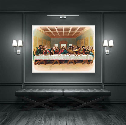 The Last Supper Canvas Wall Art, 1898 Vintage Religious Print, Leonardo da Vinci Last Supper, Jesus With The Twelve Apostles Print