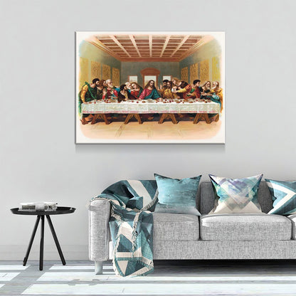 The Last Supper Canvas Wall Art, 1898 Vintage Religious Print, Leonardo da Vinci Last Supper, Jesus With The Twelve Apostles Print Gallery Wrap