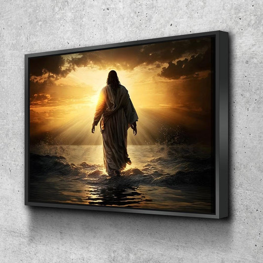 Jesus Walking On Water Canvas Wall Art, Religious Decor, Jesus Art, Religious Wall Art, Jesus Wall Art, Jesus Walking on Water Print With Floating Frame