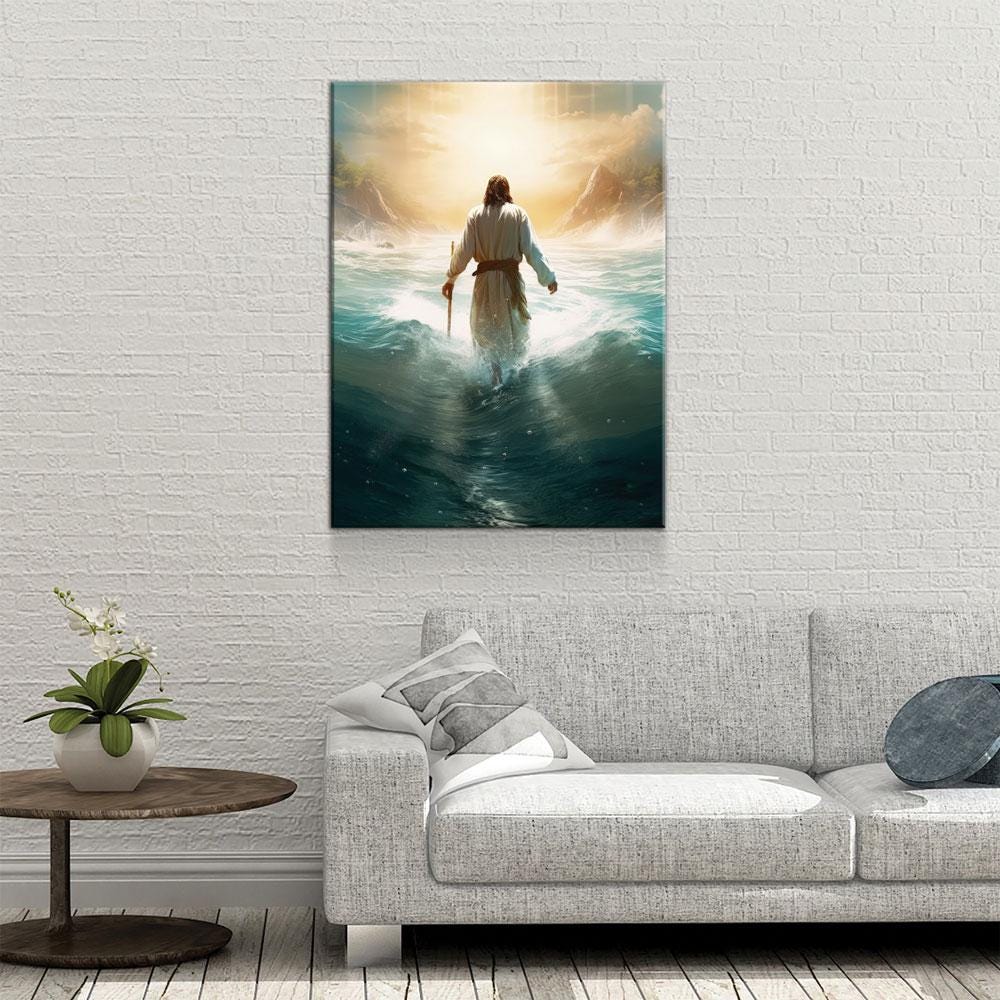 Jesus Walking On Water Canvas Wall Art, Religious Wall Art, Jesus Wall Art, Religious Decor, Church Gift, Church Decor, Jesus Christ Print