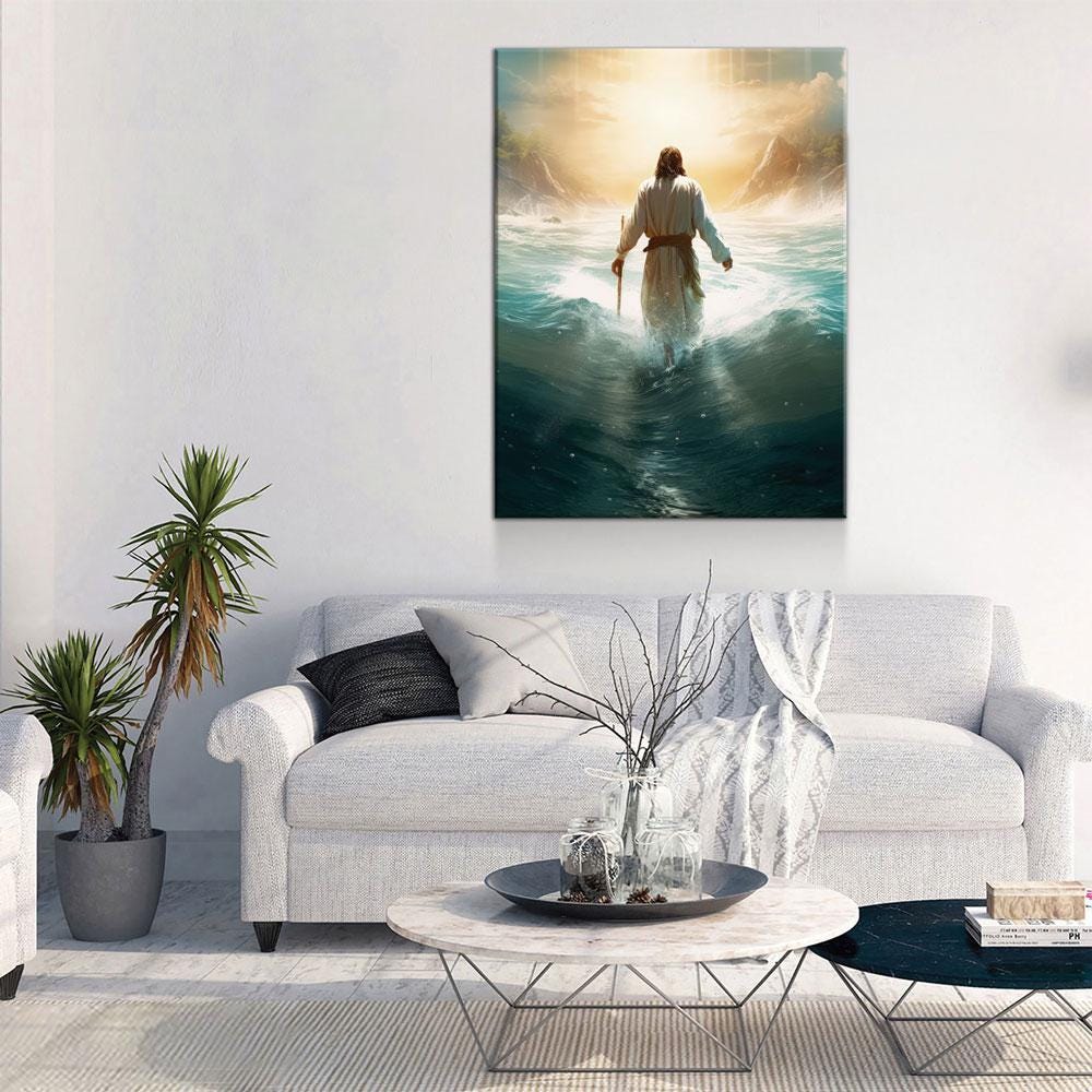 Jesus Walking On Water Canvas Wall Art, Religious Wall Art, Jesus Wall Art, Religious Decor, Church Gift, Church Decor, Jesus Christ Print
