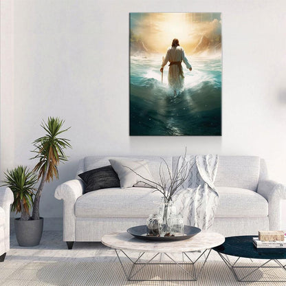 Jesus Walking On Water Canvas Wall Art, Religious Wall Art, Jesus Wall Art, Religious Decor, Church Gift, Church Decor, Jesus Christ Print