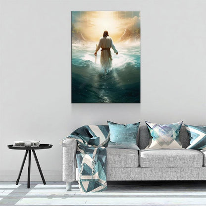 Jesus Walking On Water Canvas Wall Art, Religious Wall Art, Jesus Wall Art, Religious Decor, Church Gift, Church Decor, Jesus Christ Print Gallery Wrap