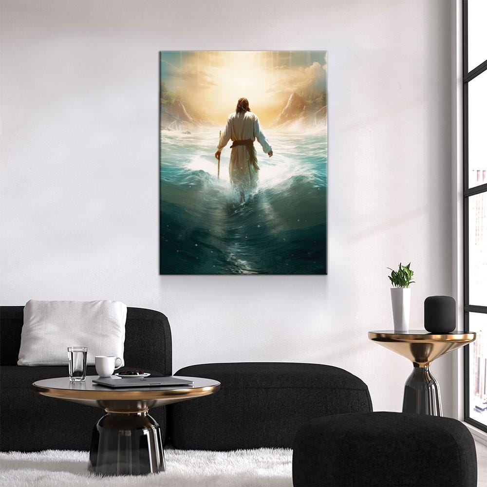 Jesus Walking On Water Canvas Wall Art, Religious Wall Art, Jesus Wall Art, Religious Decor, Church Gift, Church Decor, Jesus Christ Print