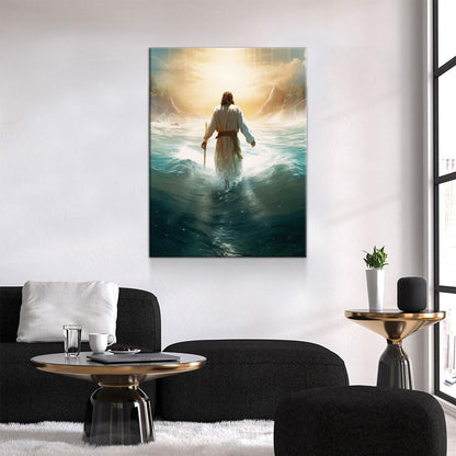 Jesus Walking On Water Canvas Wall Art, Religious Wall Art, Jesus Wall Art, Religious Decor, Church Gift, Church Decor, Jesus Christ Print