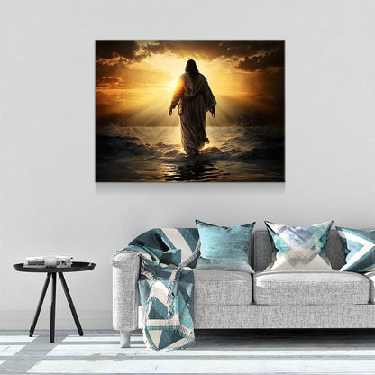 Jesus Walking On Water Canvas Wall Art, Religious Decor, Jesus Art, Religious Wall Art, Jesus Wall Art, Jesus Walking on Water Print Gallery Wrap