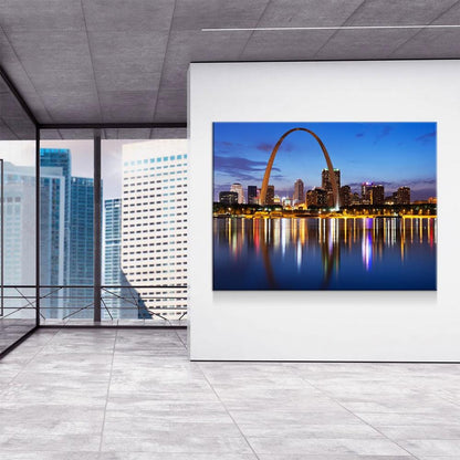 St. Louis Skyline Canvas Wall Art, Saint Louis, MO Skyline, Saint Louis Missouri Print, St. Louis City Skyline, St. Louis Gateway Arch Gallery Wrap