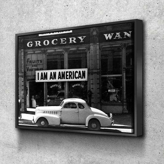 I Am An American Print, Dorothea Lange Photograph, 1942, Vintage Photo, American Patriotism, Immigrants, Dorothea Lange Print, Oakland CA With floating Frame
