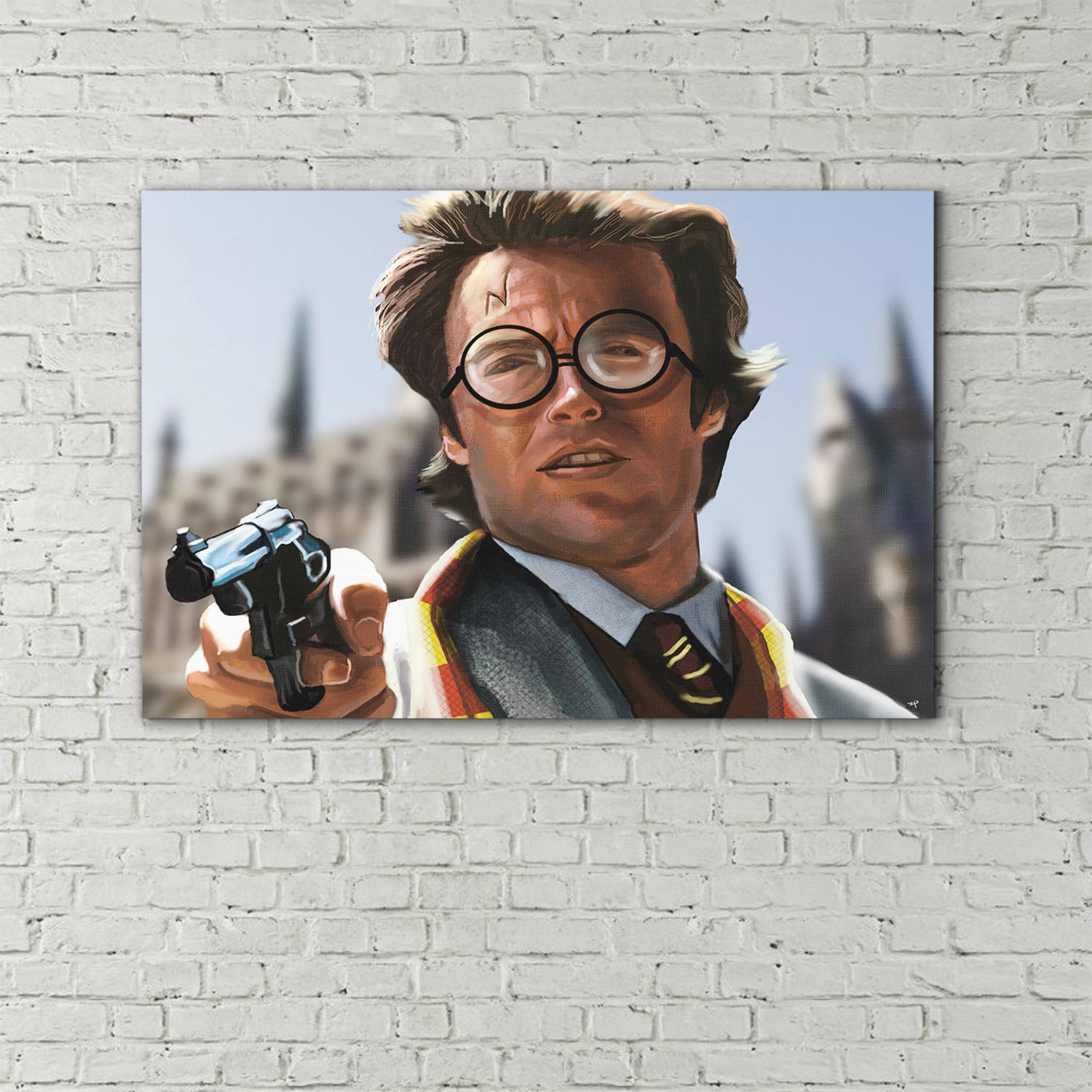 Dirty Harry Potter Canvas Framed Wall Art Parody Fun Fan Art Clint Eastwood Harry Potter