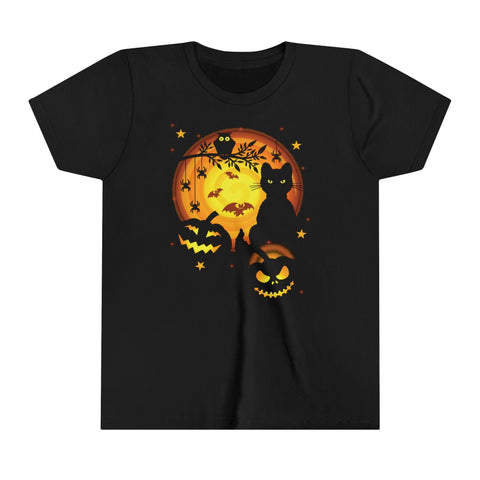 Image of Halloween Kitty T-Shirt, Halloween Shirt Adults And Kids, Fun Halloween Shirt, Classic Halloween, Halloween Cat, Halloween Jack O'Lantern