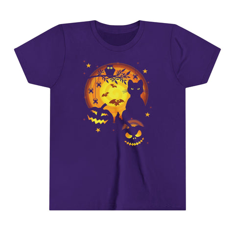 Image of Halloween Kitty T-Shirt, Halloween Shirt Adults And Kids, Fun Halloween Shirt, Classic Halloween, Halloween Cat, Halloween Jack O'Lantern