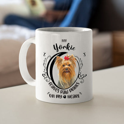 Yorkie Mug, My Yorkie Leaves Paw Prints On My Heart, Yorkie Mug, Yorkie Dog Mug, 11oz or 15oz Yorkie Coffee Mug Sizes