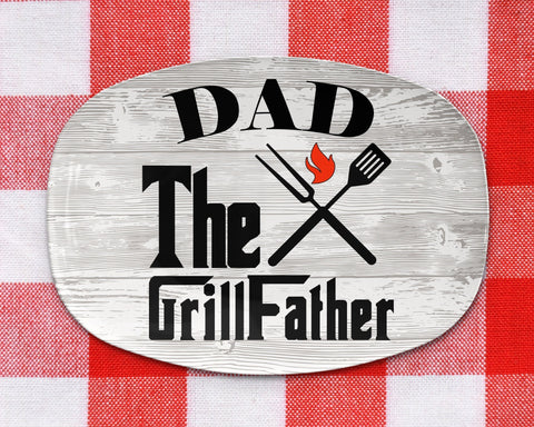 Image of Personalized BBQ Platter, Dad The GrillFather BBQ Serving Platter, Custom Name Personalized BBQ Serving Plate, Gift For Him, Bbq gift