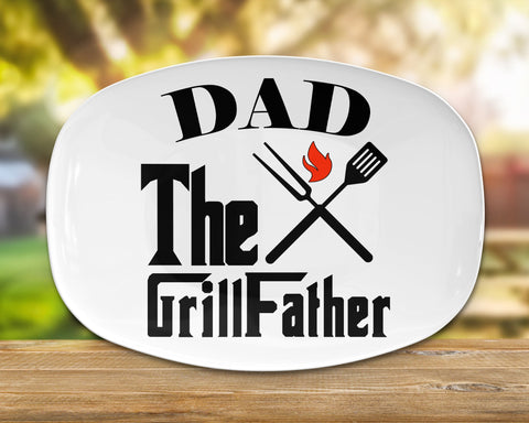 Image of Personalized BBQ Platter, Dad The GrillFather BBQ Serving Platter, Custom Name Personalized BBQ Serving Plate, Gift For Him, Bbq gift