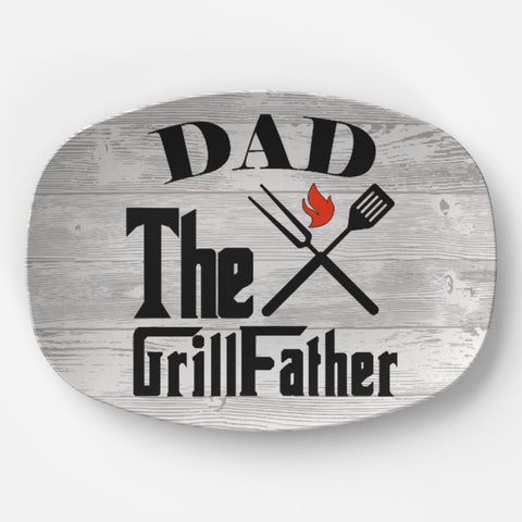 Image of Personalized BBQ Platter, Dad The GrillFather BBQ Serving Platter, Custom Name Personalized BBQ Serving Plate, Gift For Him, Bbq gift