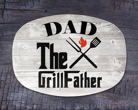 Image of Personalized BBQ Platter, Dad The GrillFather BBQ Serving Platter, Custom Name Personalized BBQ Serving Plate, Gift For Him, Bbq gift