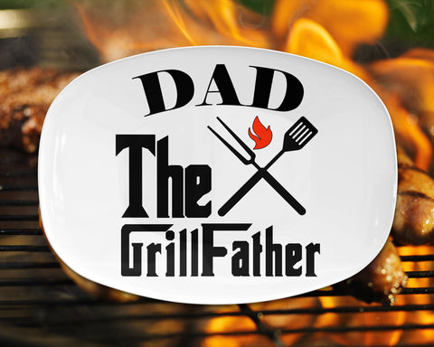 Image of Personalized BBQ Platter, Dad The GrillFather BBQ Serving Platter, Custom Name Personalized BBQ Serving Plate, Gift For Him, Bbq gift