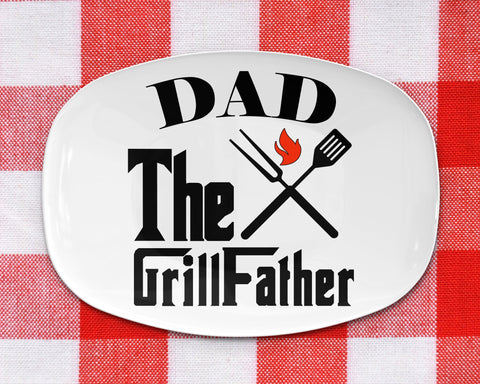 Image of Personalized BBQ Platter, Dad The GrillFather BBQ Serving Platter, Custom Name Personalized BBQ Serving Plate, Gift For Him, Bbq gift