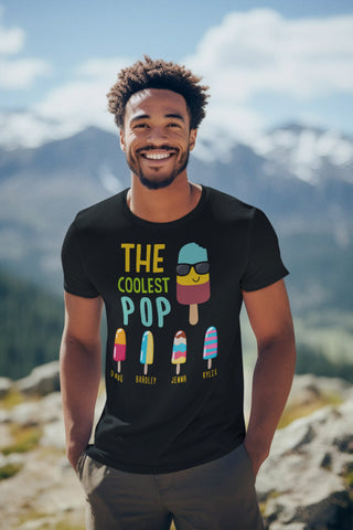 Image of The Coolest Pop Custom T-Shirt, Dad Gift, Father's Day, Personalized With Kids Names, Makes a great Father's Day Gift for The Coolest Papa