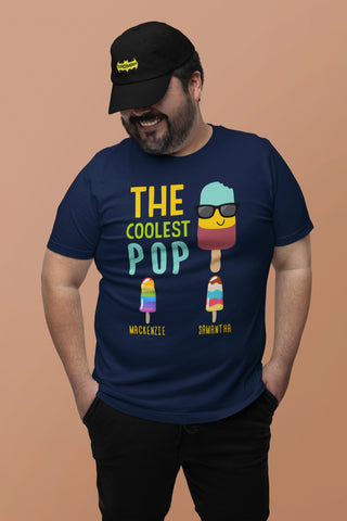 Image of The Coolest Pop Custom T-Shirt, Dad Gift, Father's Day, Personalized With Kids Names, Makes a great Father's Day Gift for The Coolest Papa