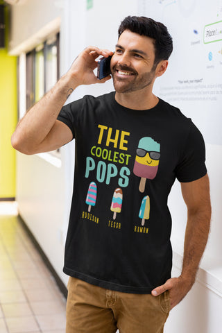 Image of The Coolest Pop Custom T-Shirt, Dad Gift, Father's Day, Personalized With Kids Names, Makes a great Father's Day Gift for The Coolest Papa