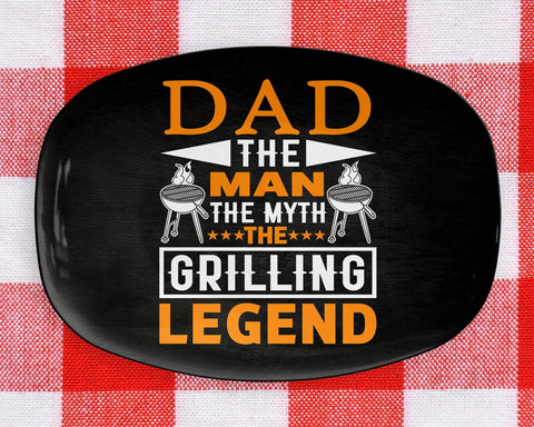 Image of Personalized BBQ Platter, Dad The Man The Myth The Grilling Legend, Father's Day Gift, BBQ Serving Tray, Custom Bbq Plate, Bbq Gift