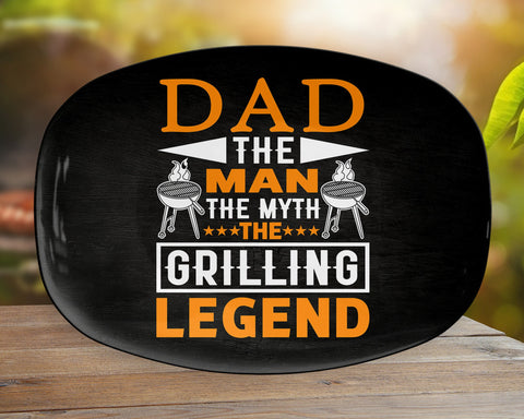 Image of Personalized BBQ Platter, Dad The Man The Myth The Grilling Legend, Father's Day Gift, BBQ Serving Tray, Custom Bbq Plate, Bbq Gift