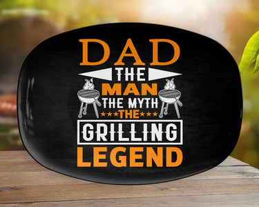 Personalized BBQ Platter, Dad The Man The Myth The Grilling Legend, Father's Day Gift, BBQ Serving Tray, Custom Bbq Plate, Bbq Gift