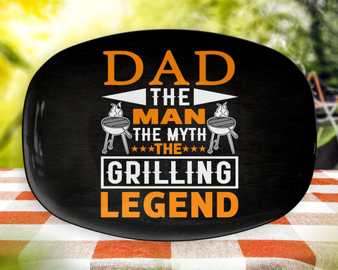 Image of Personalized BBQ Platter, Dad The Man The Myth The Grilling Legend, Father's Day Gift, BBQ Serving Tray, Custom Bbq Plate, Bbq Gift