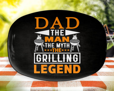 Personalized BBQ Platter, Dad The Man The Myth The Grilling Legend, Father's Day Gift, BBQ Serving Tray, Custom Bbq Plate, Bbq Gift