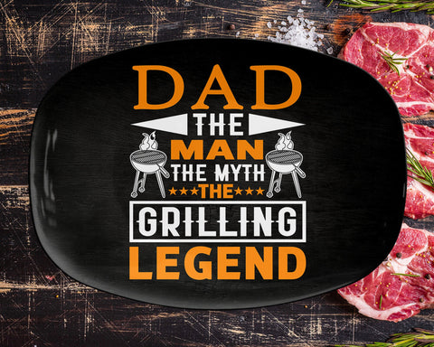 Image of Personalized BBQ Platter, Dad The Man The Myth The Grilling Legend, Father's Day Gift, BBQ Serving Tray, Custom Bbq Plate, Bbq Gift