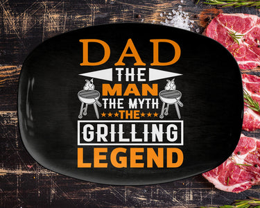 Personalized BBQ Platter, Dad The Man The Myth The Grilling Legend, Father's Day Gift, BBQ Serving Tray, Custom Bbq Plate, Bbq Gift