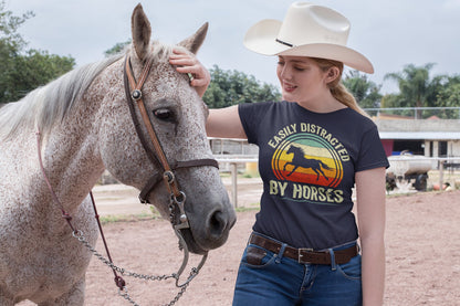 Easily Distracted By Horses T-Shirt, Horse Shirt, Funny Horses Shirt, Easily Distracted By Horses Shirt, Horse Riding Shirt, Equestrian Tee