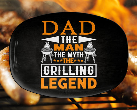 Image of Personalized BBQ Platter, Dad The Man The Myth The Grilling Legend, Father's Day Gift, BBQ Serving Tray, Custom Bbq Plate, Bbq Gift