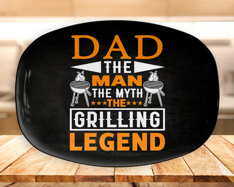 Image of Personalized BBQ Platter, Dad The Man The Myth The Grilling Legend, Father's Day Gift, BBQ Serving Tray, Custom Bbq Plate, Bbq Gift