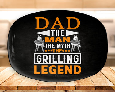 Personalized BBQ Platter, Dad The Man The Myth The Grilling Legend, Father's Day Gift, BBQ Serving Tray, Custom Bbq Plate, Bbq Gift