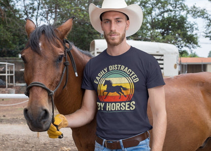 Easily Distracted By Horses T-Shirt, Horse Shirt, Funny Horses Shirt, Easily Distracted By Horses Shirt, Horse Riding Shirt, Equestrian Tee