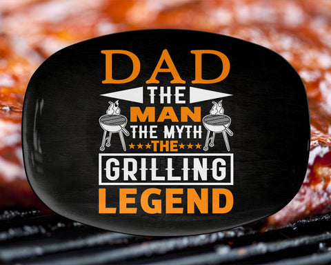 Image of Personalized BBQ Platter, Dad The Man The Myth The Grilling Legend, Father's Day Gift, BBQ Serving Tray, Custom Bbq Plate, Bbq Gift