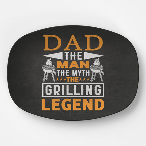 Image of Personalized BBQ Platter, Dad The Man The Myth The Grilling Legend, Father's Day Gift, BBQ Serving Tray, Custom Bbq Plate, Bbq Gift