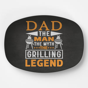 Personalized BBQ Platter, Dad The Man The Myth The Grilling Legend, Father's Day Gift, BBQ Serving Tray, Custom Bbq Plate, Bbq Gift