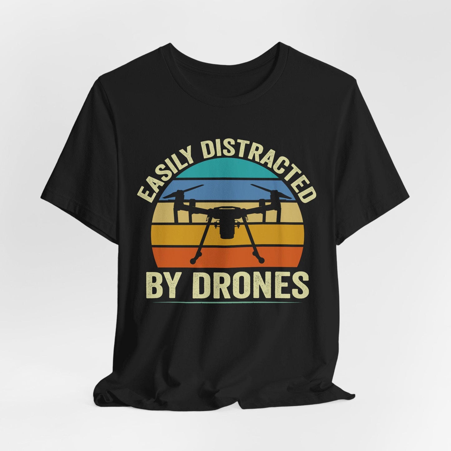 Easily Distracted By Drones T-Shirt, Drone Shirt, Aerial Photography, Drone Operators, Remote Pilot Gift, Retro Drone Design, Drone Gift
