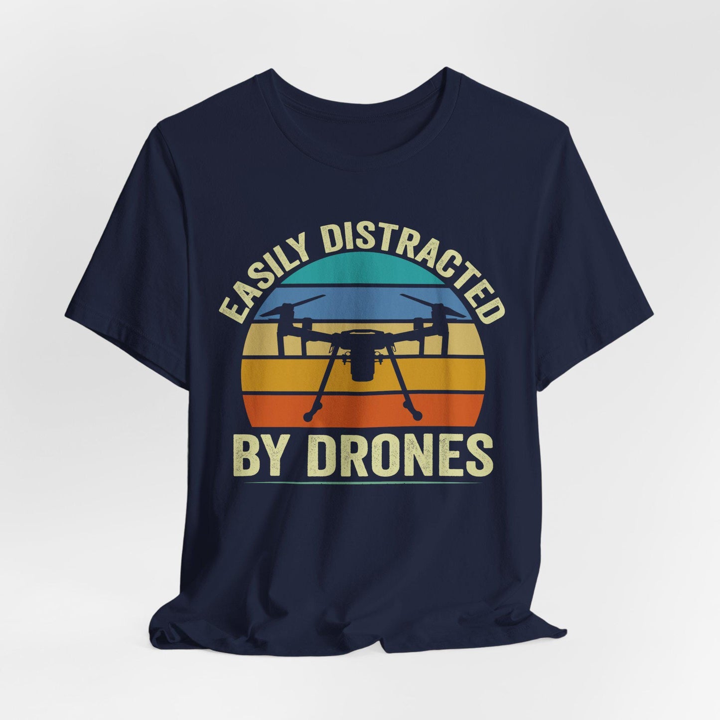 Easily Distracted By Drones T-Shirt, Drone Shirt, Aerial Photography, Drone Operators, Remote Pilot Gift, Retro Drone Design, Drone Gift